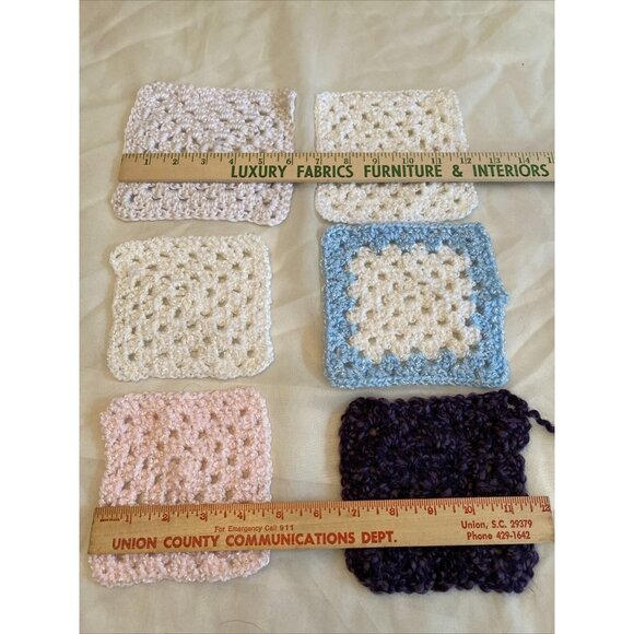 Handmade Crochet Granny Squares Quilt‎ Block Lot Of 6 Various sizes Color Afghan - Picture 2 of 2